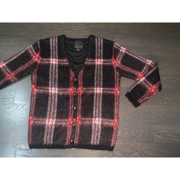 Mcginn 'Allison' Plaid Mohair Cardigan Sweater~Ret $440~M/L~ Grandmacore Retro - Picture 5 of 7